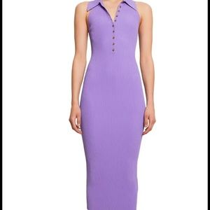 NWOT A.L.C. Purple Collar Ribbed Midi Dress